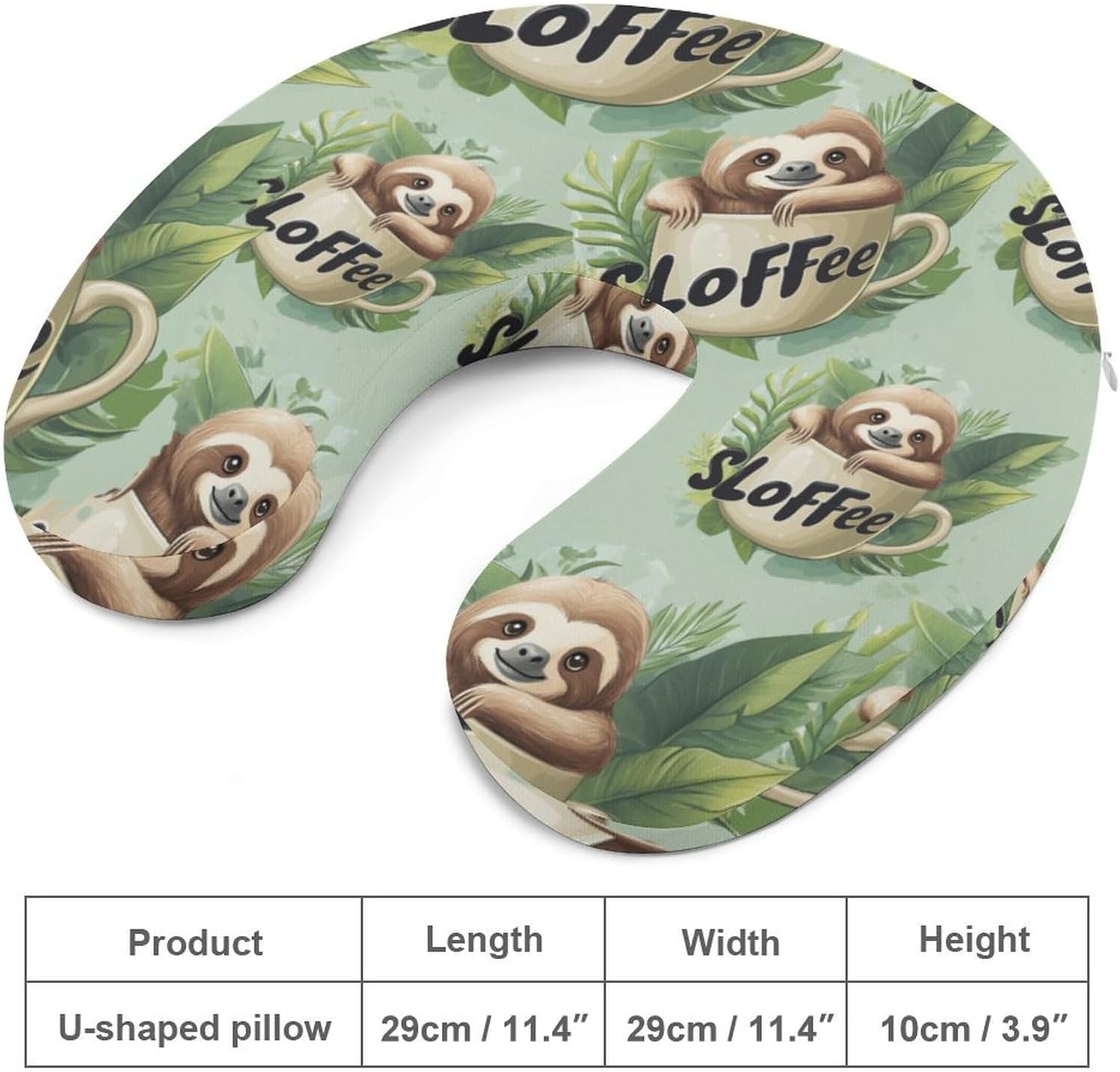 Sloth Coffee Sloffee Memory Foam Pillows U Shaped Travel Neck Pillow