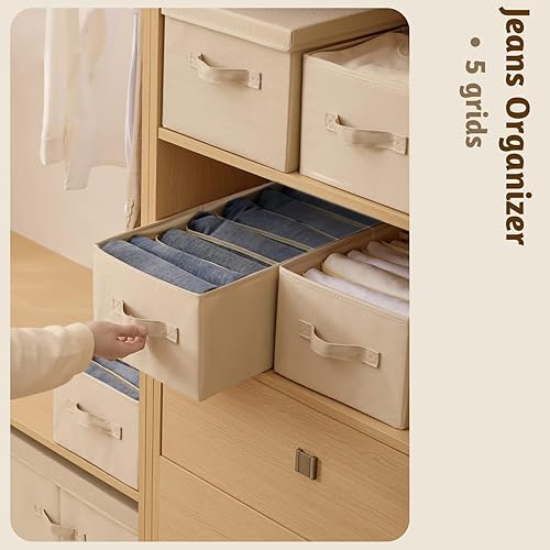 Miniatura 3 de CANFOD Organizador de ropa de armario de 5 rejillas para jeans, organizadores de armario y contenedores de almacenamiento, organizadores de cajones