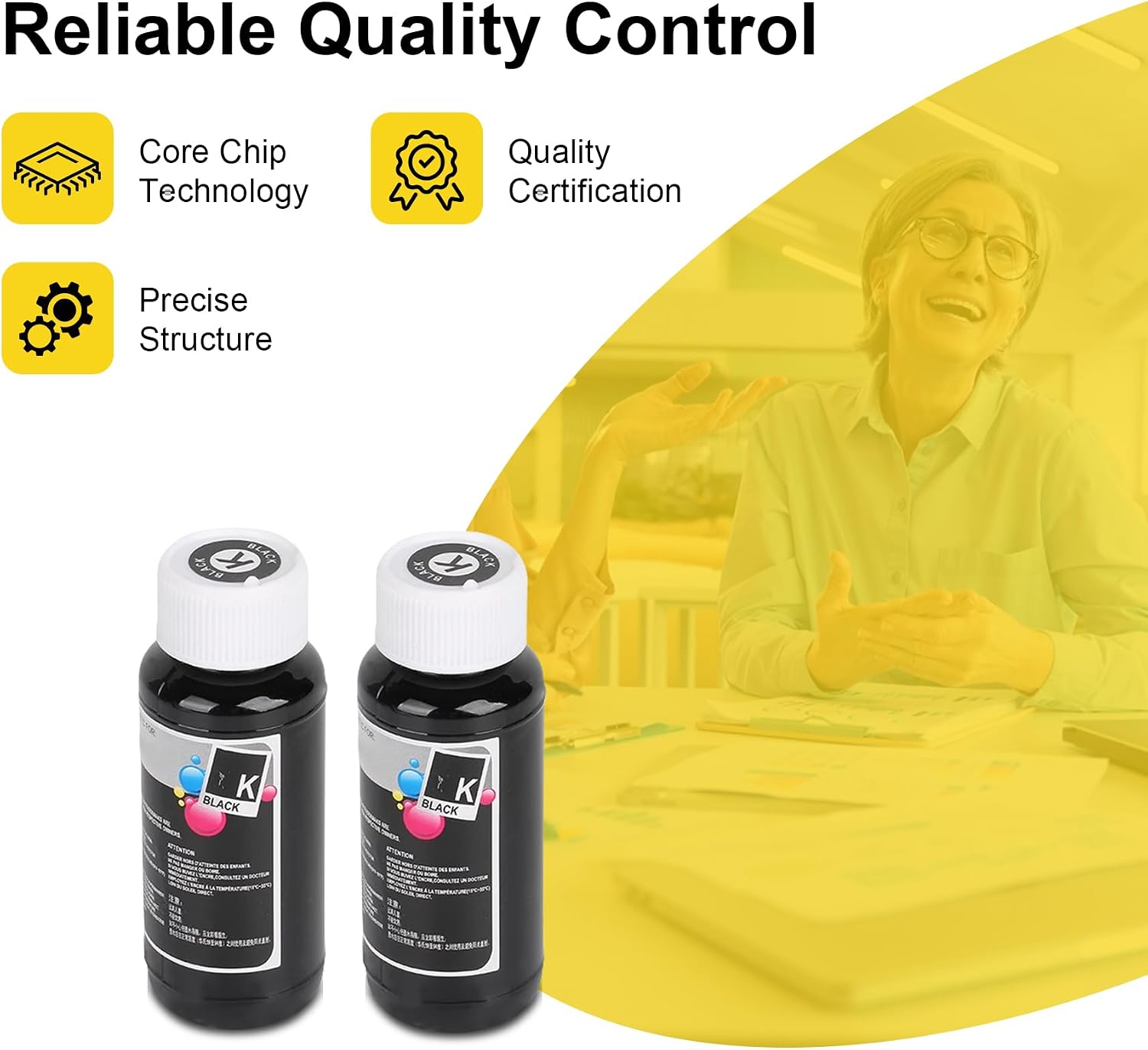 Replacement for 68 Refill Ink Bottle Black for Envy 6100e 6500e Series Eligible for Instant Ink 6L6S2TN (2 Pack) image 2