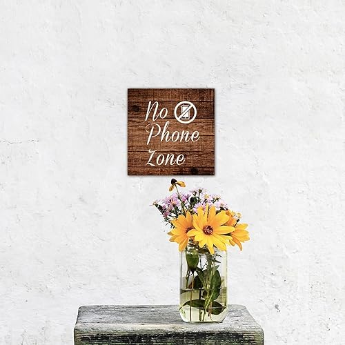 Miniatura 3 de Letrero vintage de madera sin zona de teléfono, letrero de madera rústica para manualidades, letrero de madera envejecida, letrero familiar para