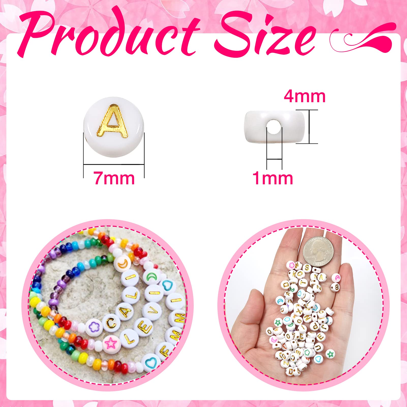 300 Perline Lettere Acriliche Bianco Rotondo 4x7mm - Perline Alfabeto Per Gioielli Fai Da Te E Bracciali Personalizzati - 4