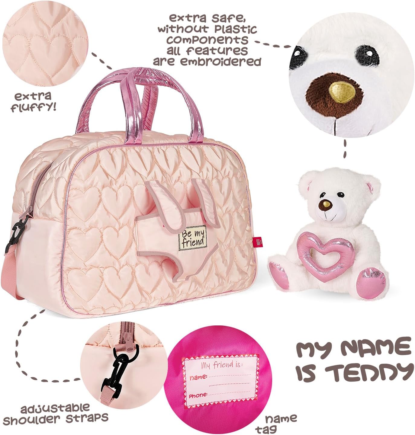 PERLETTI Pink Kids Backpack for Girls with Wheels