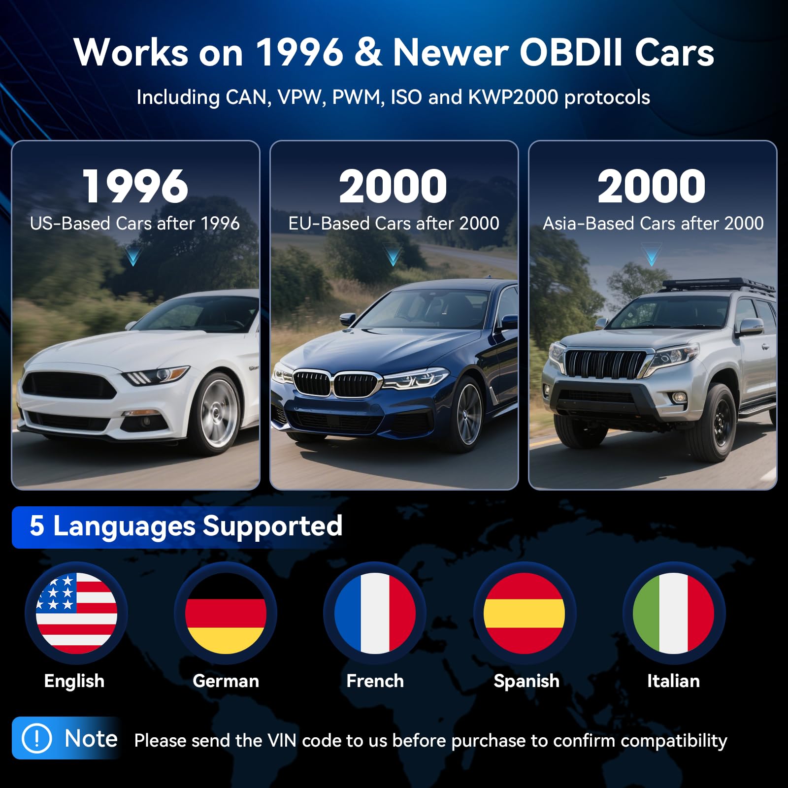 Skaner OBD2 MA100 Profesjonalny czytnik kodów OBDII Narzędzie Diagnostyczne do Check Engine Light