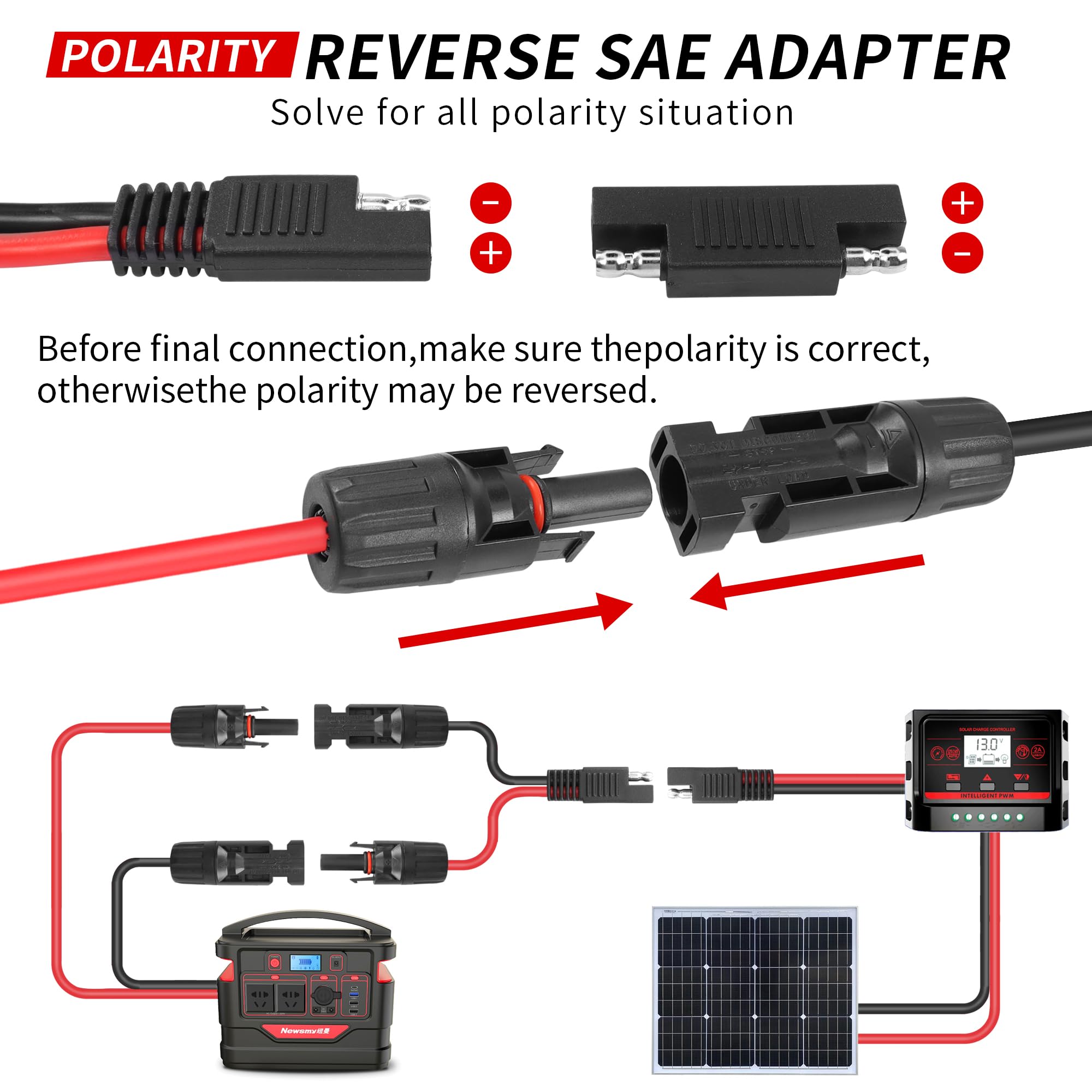 ELFCULB Lot de 6 adaptateurs d'inversion de polarité SAE ELFCULB Lot de 6 adaptateurs d'inversion de polarité SAE