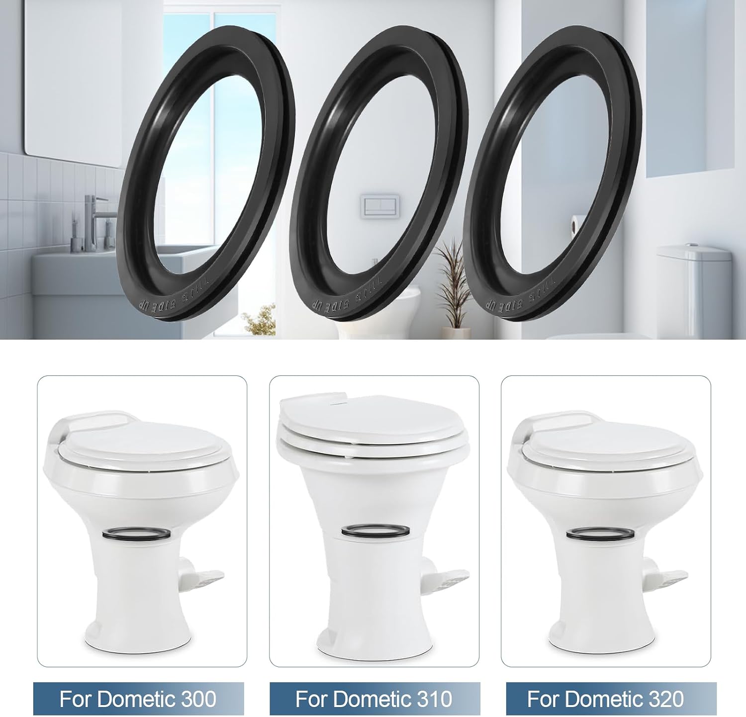 3 RV Toilet Seals, RV Toilet Seal Replacement for Dometic 300/310/320 Toilets - Replacement Part No. 385311658