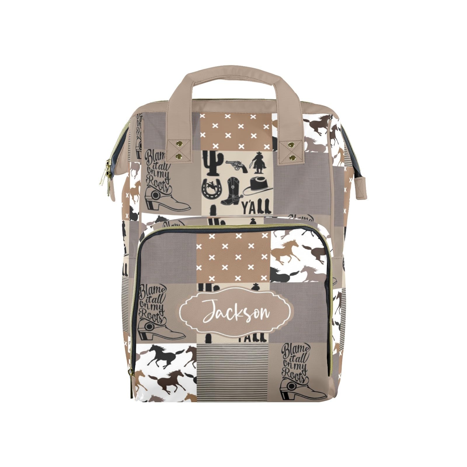 Noverbibi Custom Diaper Bag for Baby Customized Western Cowboy Baby Bag Personalized Nursing Bags with Name Custom Name Mommy Daypack Bag Tote Bag