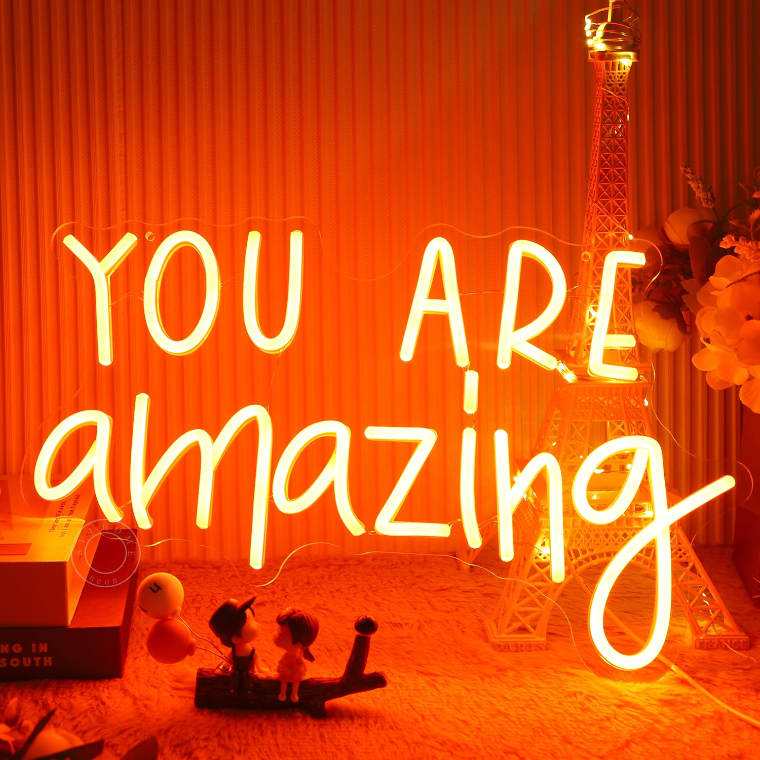 SYLHOME Orange You Are Amazing LED Neon Light Sign 5V Girls Boys Bedroom Living Room Classroom Wall Decor Sign Hanging Smart Birthday Christmas Gift USB 16.9" X 10.6"