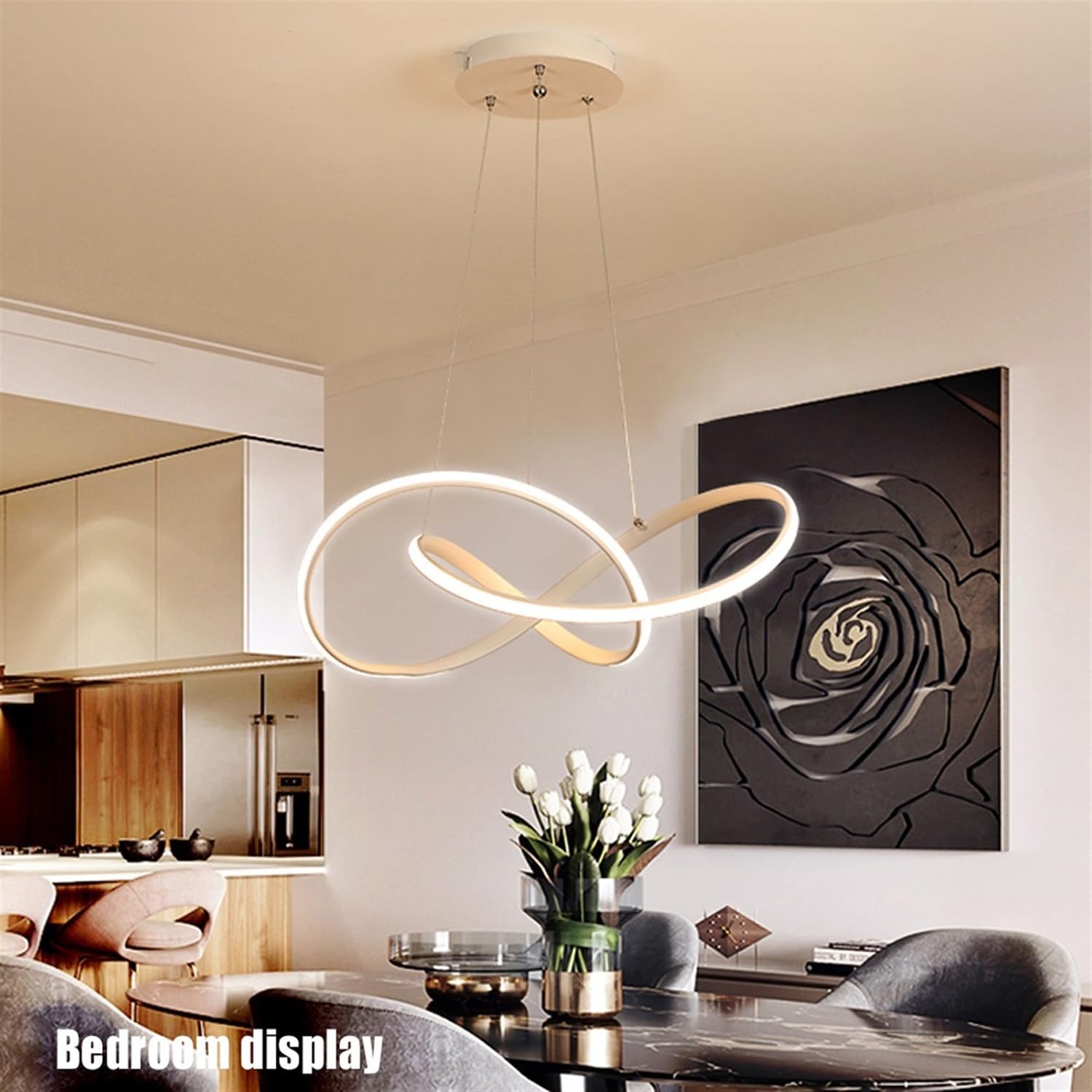 30W Lampada a Sospensione, LED Lampadario Plafoniera Dimmerabile 3000K-6000K, Lampadario Camera da Letto Regolabile in Altezza Appendere le Luci for la Sala da Pranzo, Soggiorno, Isola Della Cucin