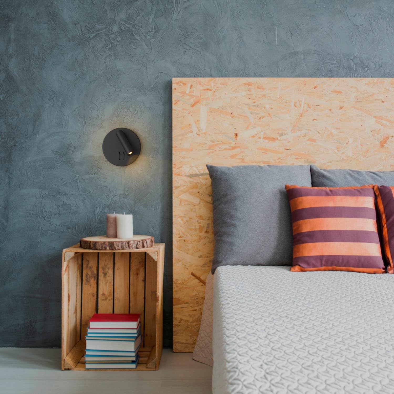 BARCELONA LED - Applique murale "Quart" avec lumière de lecture orientable et lumière d'ambiance - 3W + 6W - Blanc chaud 3000K - Idéal pour têtes de lit, chambres, salle d'étude.