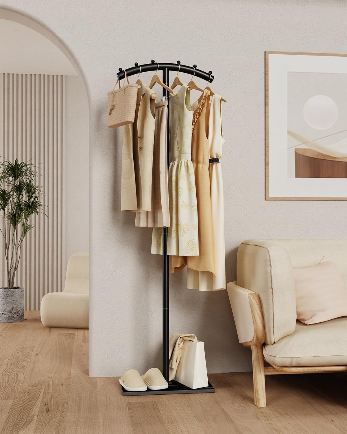 Portemanteau Sur Pied En Métal Avec Socle En Marbre Blanc °37X175 Cm, 6