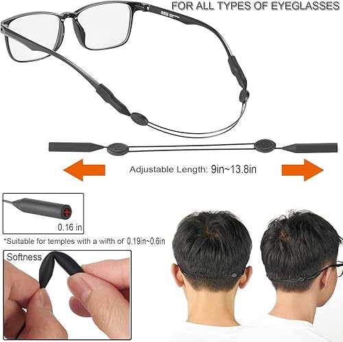 Miniatura 2 de 37 retenedores para gafas, ganchos de silicona suave para las orejas, retenedor de manga con punta de patilla, soporte antideslizante para lentes de