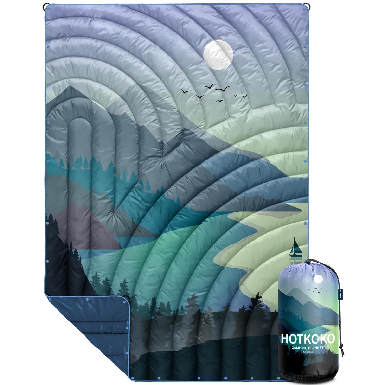 hotkoko Camping Blanket,Lightweight Puffy Printed Camping Blanket Packable Outdoor Blanket for Camping,Traveling, Stadium, Hiking, Picnics — image 1