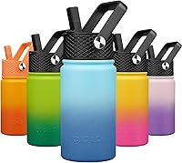 Vista 24 de BJPKPK Botella de agua aislada con tapa con pajilla, botellas de agua de metal de acero inoxidable de 15 onzas, botellas de agua reutilizables a