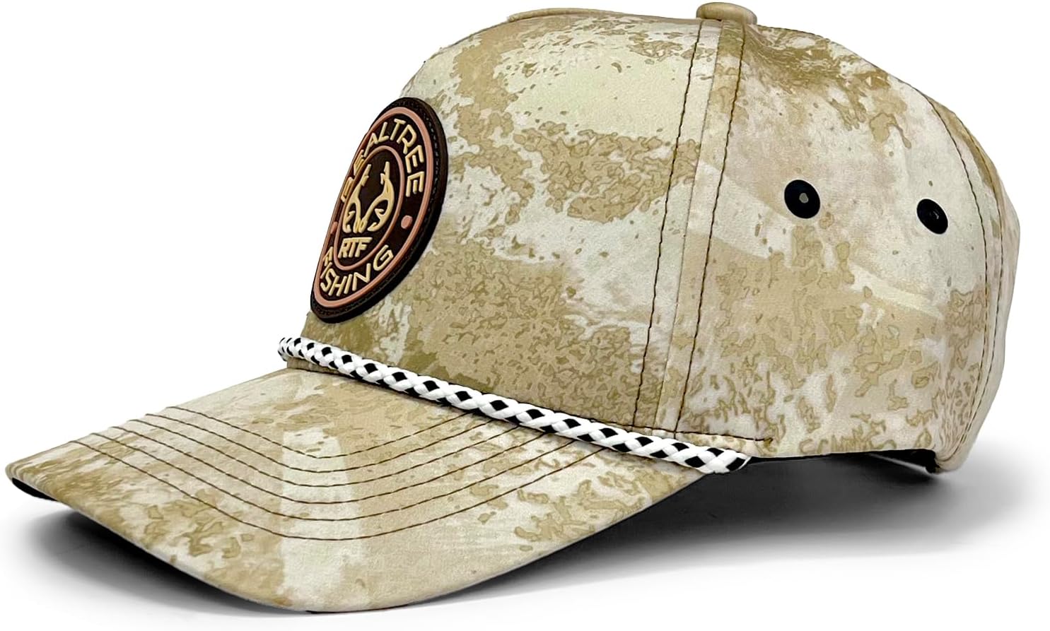 Realtree Camo Rope Hat – Vintage Flat Brim, Adjustable Snapback, Lightweight Outdoor Cap for Hunting, Fishing, and Boating