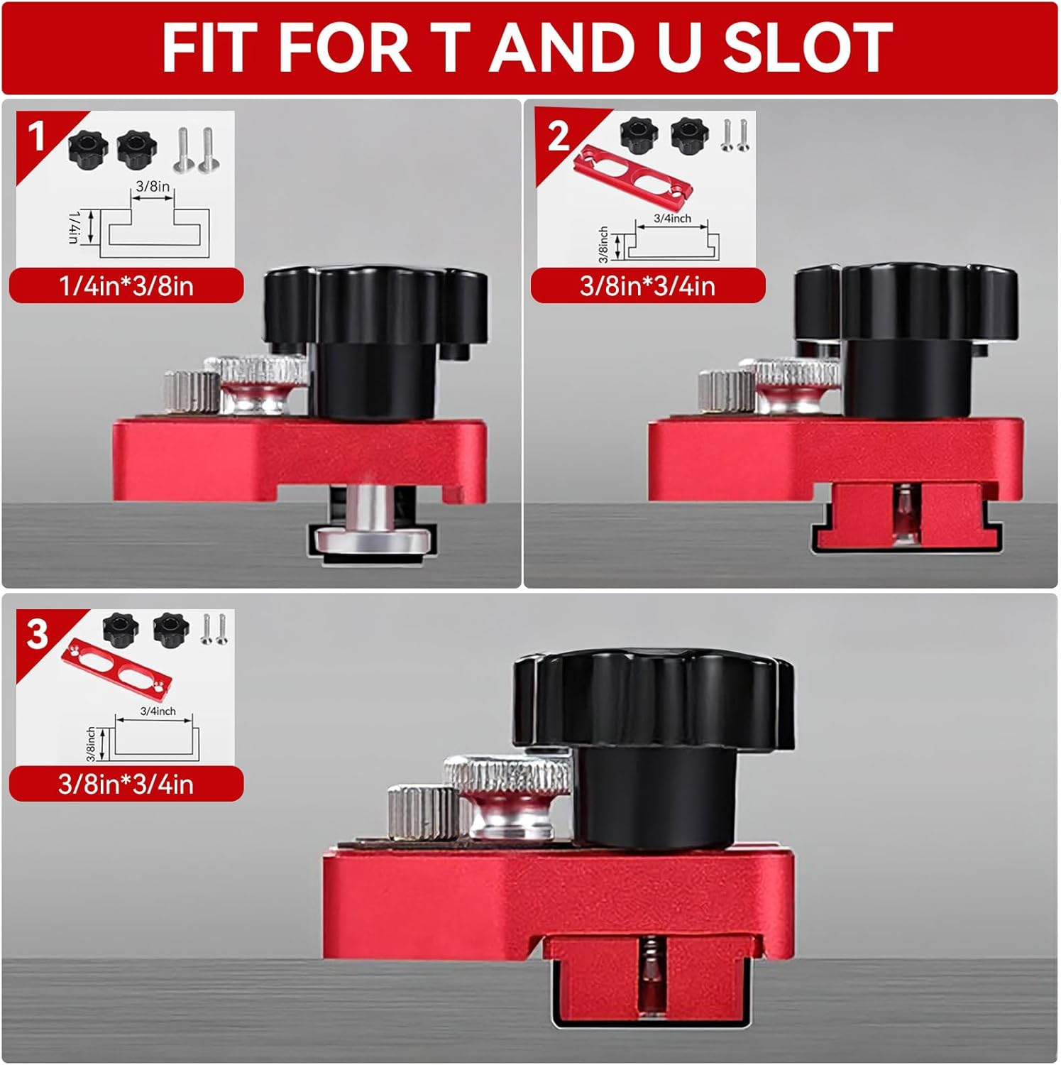 Thin Rip Jig Safety One Way Roller Bearing, Table Saw Jig Guide for Repetitive Narrow Strip Cuts, Fits 3/8" x 3/4" T Slot & U Slot, 1/4" x 3/8" T-Slot, Works with Table Saw, Band Saw & Router Table