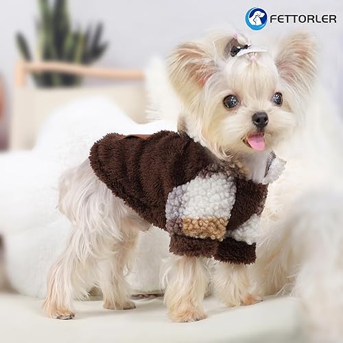 Miniatura 5 de Suéter con capucha para perro con capucha de invierno para perros pequeños, niños y niñas, sudadera de forro polar para mascotas, ropa cálida para