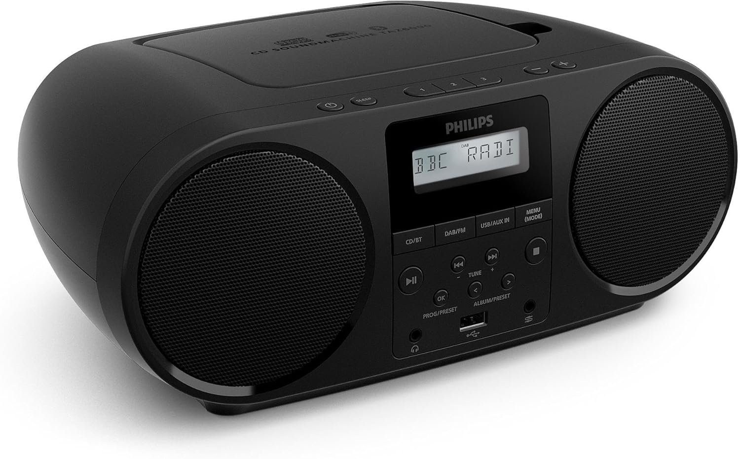PHILIPS TAZ6000 All-in-One CD Player with DAB+/FM Radio, Bluetooth 5.4, USB, Battery/Mains Power, Dynamic Bass, Recycled Materials and 3.5mm Headphone Jack