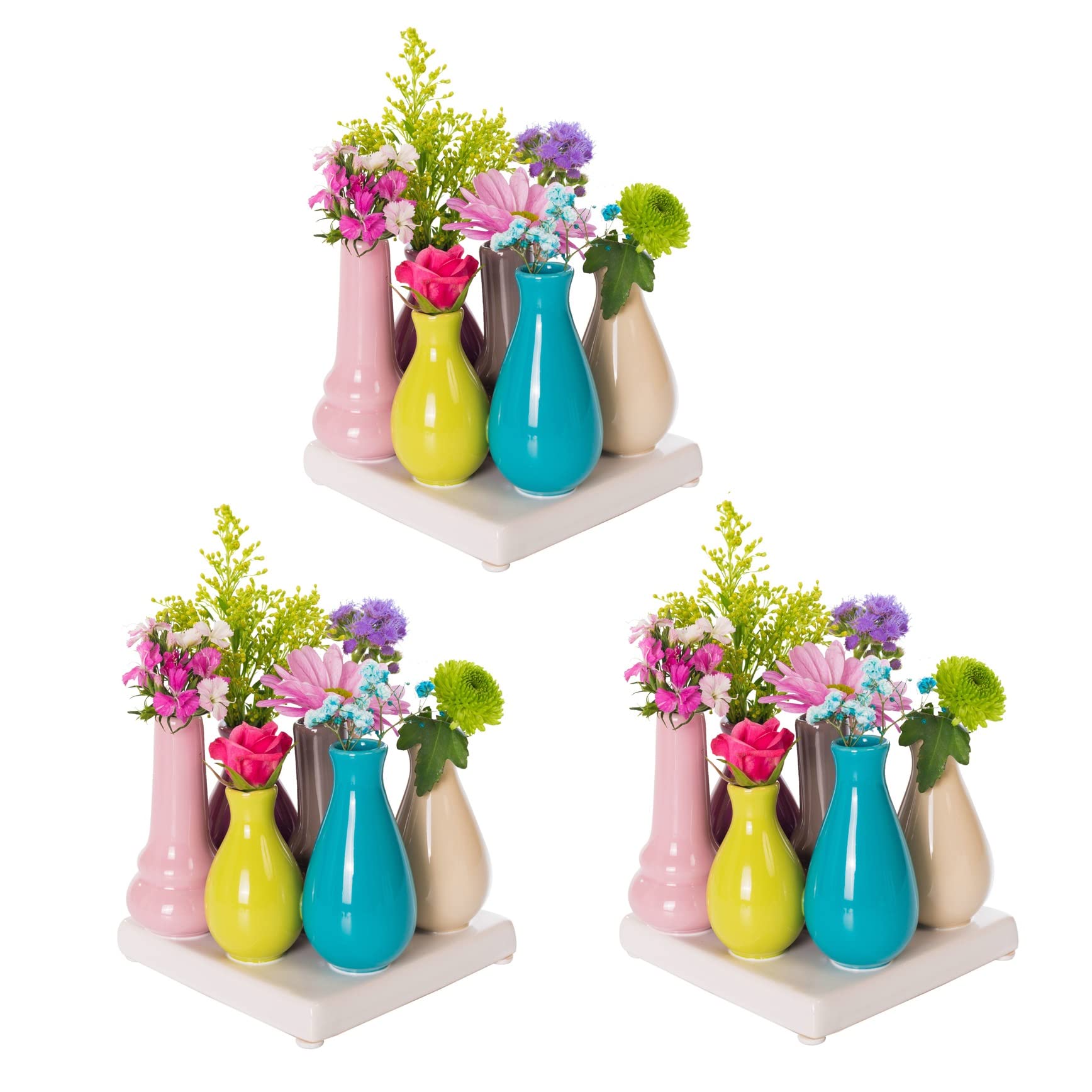 Jinfa Set of 3 handmade small ceramic decorative flower vases set of 7 vases in fur Home & Kitchen