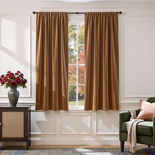 Miniatura 37 de Lazzzy Cortina opaca de terciopelo azul con aislamiento térmico para dormitorio, sala de estar, oscurecimiento de privacidad, cortinas de terciopelo