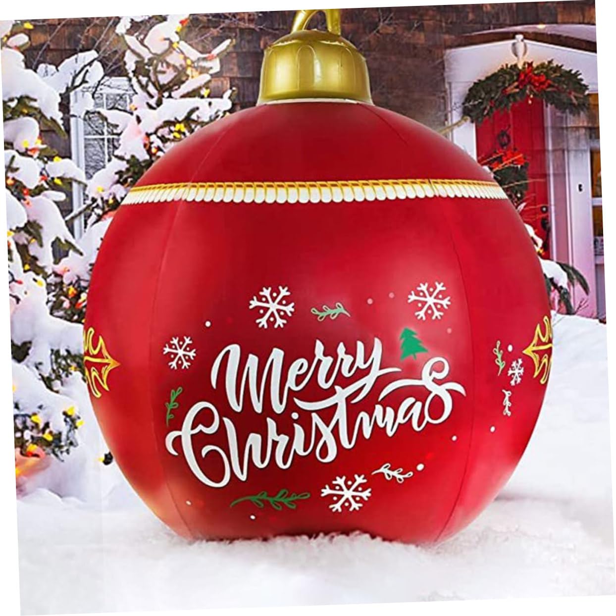 PRETYZOOM 5 Pièces Boule de Noel Gonflable Ballon Gonflable de noël surdimensionné Extérieur Decoration Noel Traditionnel Decoration Noel Gonflable Ballons d'or décoration Ballon Gonflable