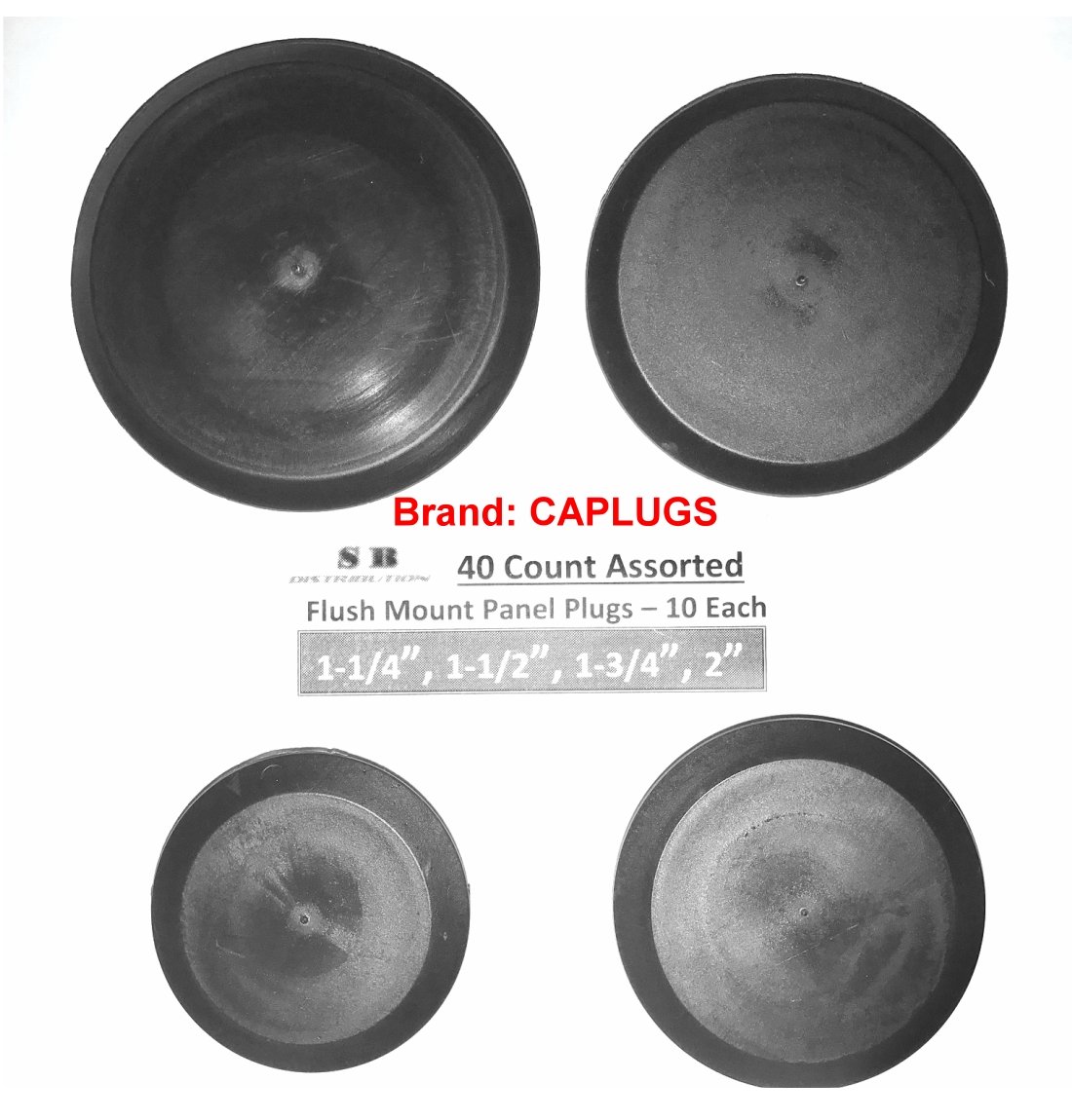 Review (Lot of 40) CAPLUGS | Flush Mount Black Hole PANEL PLUGS | Assorted 10 Each ( 1-1/4, 1-1/2, 1-3/4, 2 ) for Auto Body and Sheet Metal Thickness range 03 - .08 Inch | by SBD