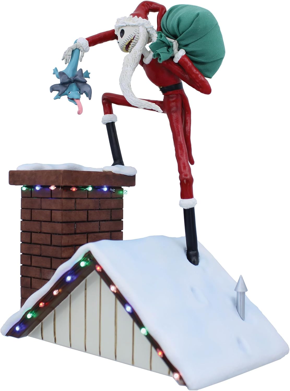 Enesco Disney Showcase The Nightmare Before Christmas Santa Jack Standing on Chimney Lit Figurine, 10.24 Inch, Multicolor