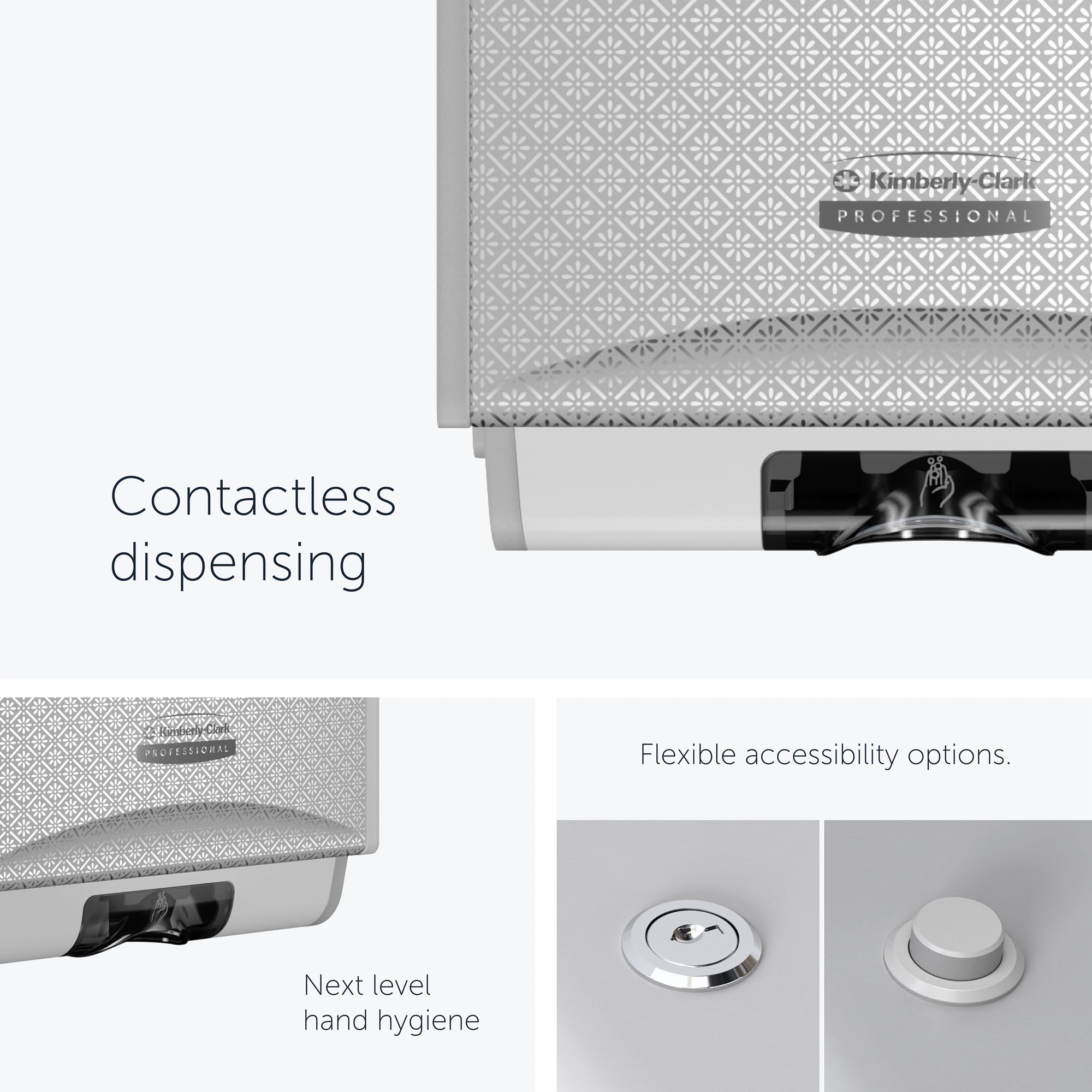 Kimberly-Clark Professional Icon™ Dispensador automático de jabón y desinfectante (53694), con Placa Frontal de diseño de Mosaico Plateado; 1 dispensador y Placa Frontal por Caja