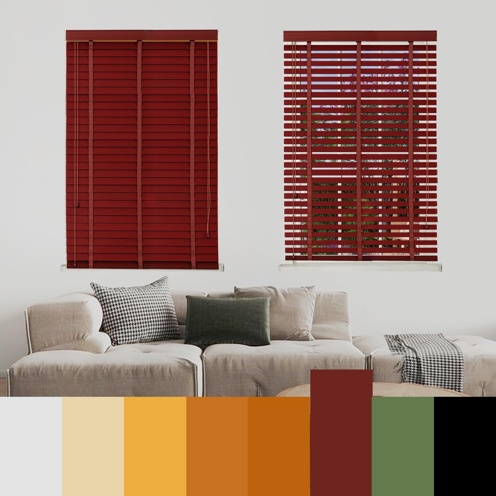 Persianas venecianas de madera para oscurecer ventanas con lamas de 50 mm a medida