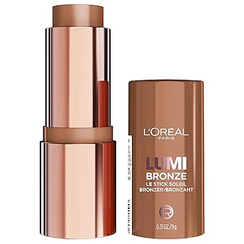عصا برونزر Le Stick Soleil من LOreal Paris Lumi Bronze، برونزر من الكريم إلى البودرة لإضفاء توهج على مكياج الوجه، 110 ضوء شمس محمص