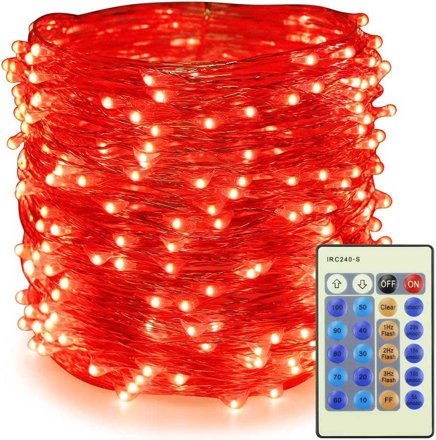 ER CHEN Dimmable LED String Lights,100Ft 300 LEDs Silver Wire Starry String Lights