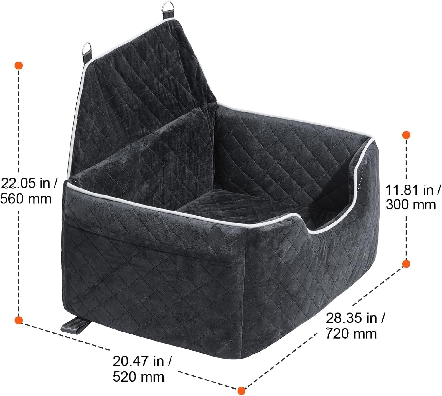 Dog Car Seat for Large Medium Dogs up to 60 lbs or 2 Small Dogs – Elevated Dog Booster Seat for Cars with Memory Foam Cushion, Backseat Pet Car
