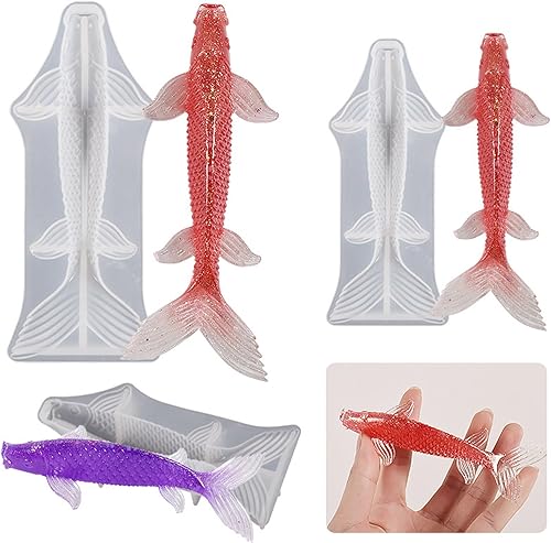 Miniatura 2 de Koi Fish - Moldes de resina de silicona, moldes de resina de pescado dorado de carpa, adornos de bricolaje, moldes epoxi para fabricación de joyas