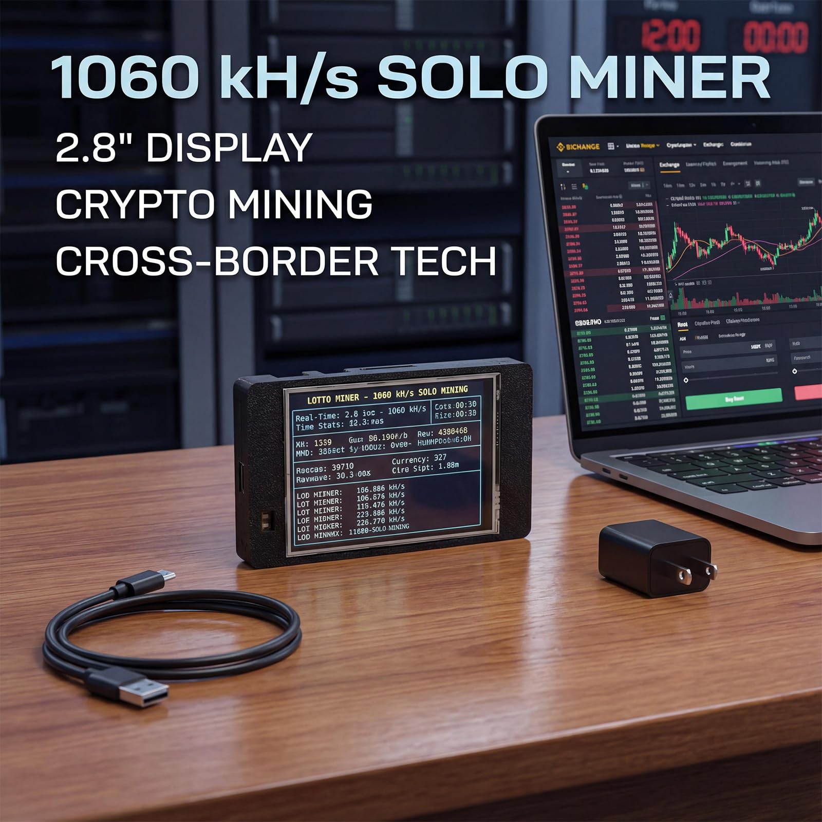 1060KH / S NMMiner Miner Home Coin Kryptowährung Lotterie Miner 2, 8 Zoll Farbdisplay NMMiner Mining Maschine Zubehör Büro Kryptowährung