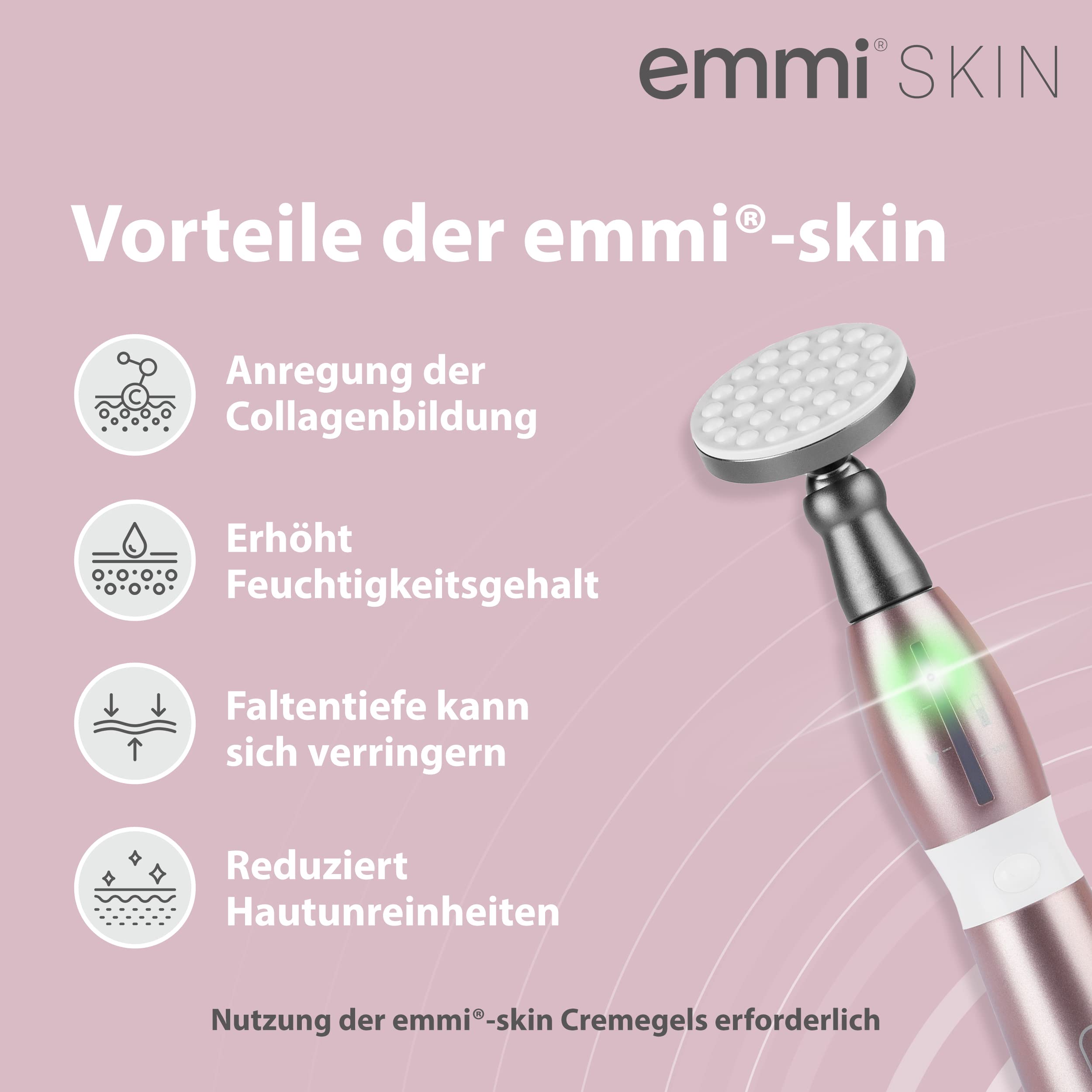 Intense Basis Set – kosmetisches Ultraschallgerät mit Wärmebehandlung zur Faltenreduzierung, Hautstraffung, Anti-Aging, mit Hyaluron-Creme und Wärmeschaum