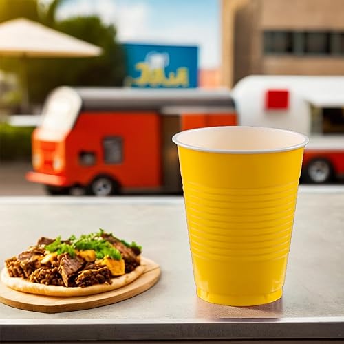 Vista 33 de Vasos de plástico color verde kiwi (18 onzas), 50 unidades, apilables, resistentes y ecológicos, color vibrante y máxima durabilidad