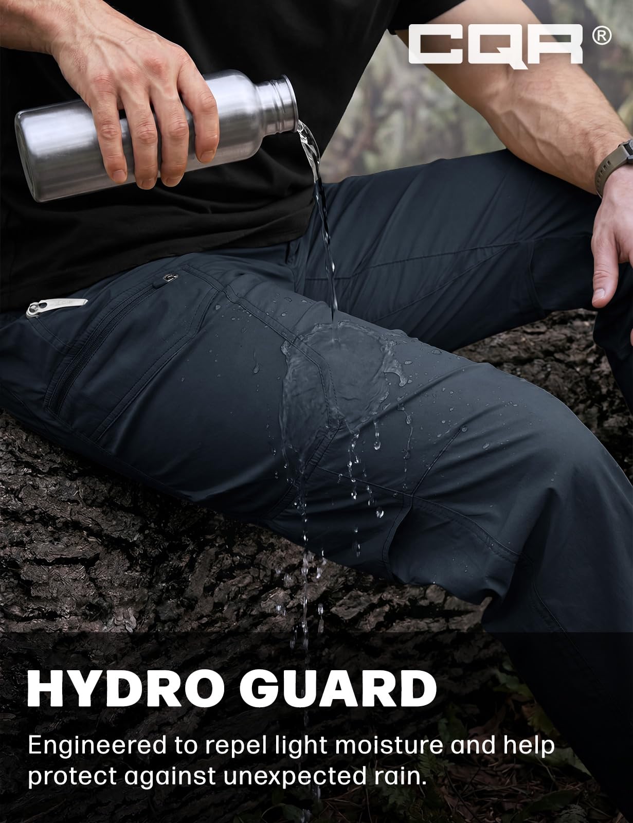 CQR Men's Quick Dry Tactical Pants, Water Resistant Outdoor Pants, Lightweight Stretch Cargo Work Hiking Pants — view 7