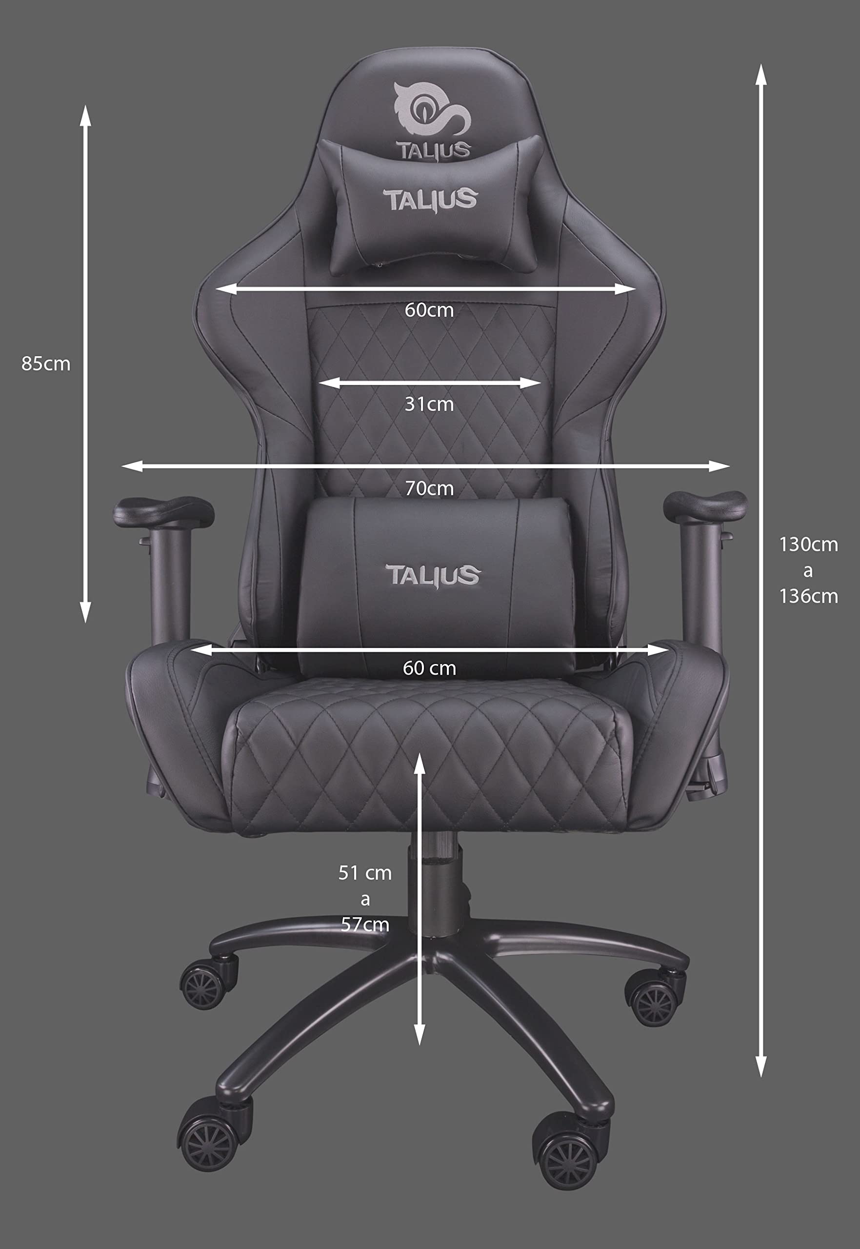 Talius Komodo - Gaming Negra con Ergonomía, Alta Densidad y 2D. (Negro, Moderno)