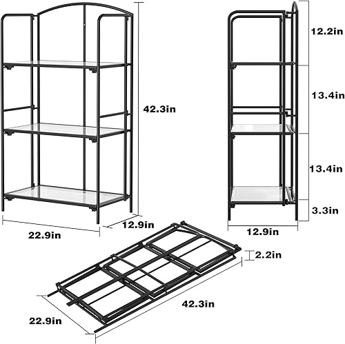 Miniatura 199 de Crofy - Estantería plegable sin montaje para sala de estar, estante plegable blanco de 5 niveles para oficina en casa, organizador de almacenamiento