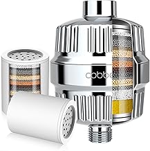 Cobbe 20 Stage Shower Head Filter with KDF-55 for Hard Water, High Output Water Filter with 2 Replaceable Cartridges - Removing Chlorine and Harmful Substance, Chrome