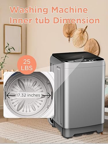 Miniatura 7 de Lavadoras de 25 libras con 10 programas y 8 niveles de agua, lavadora automática completa con bomba de drenaje y pantalla LED para el hogar
