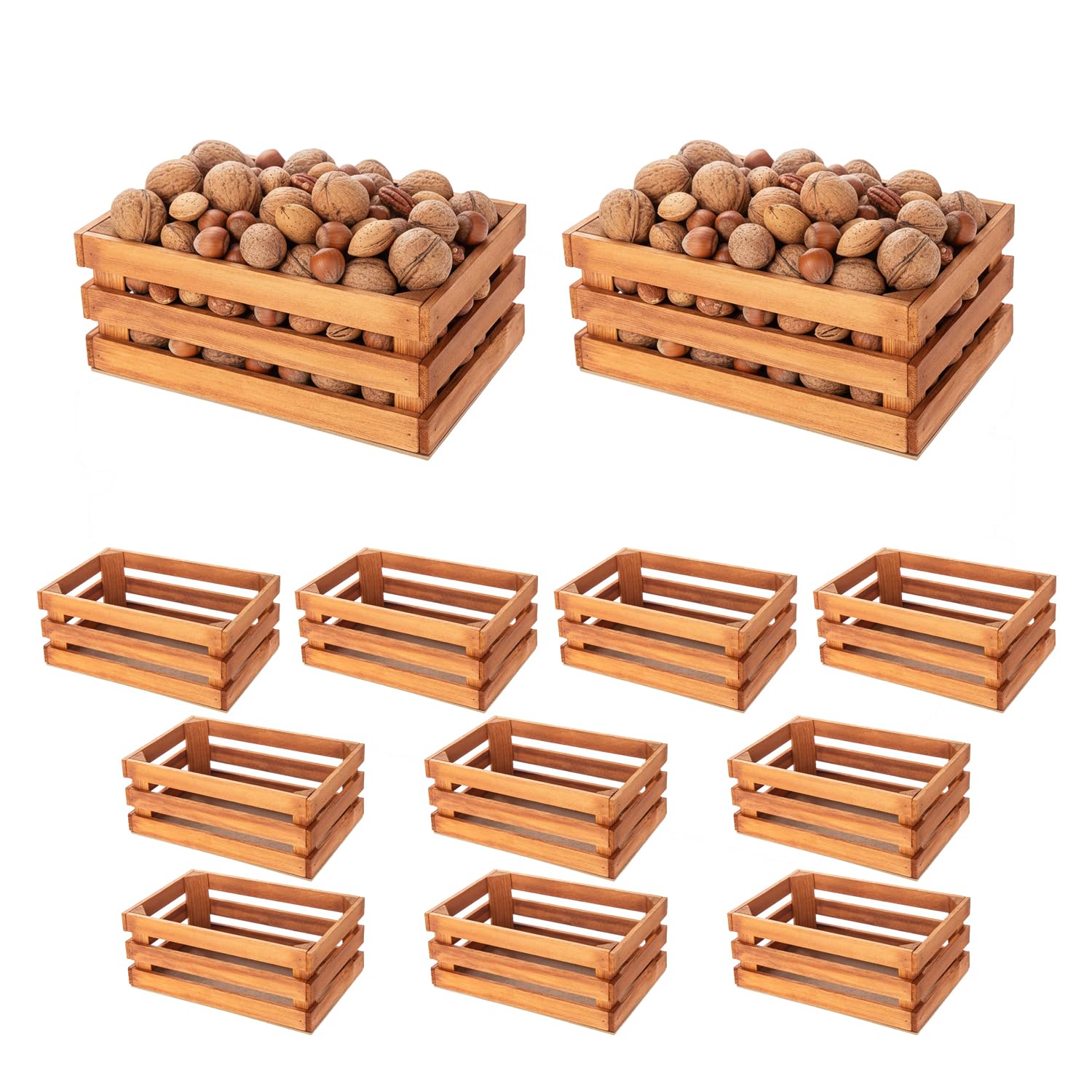 TWO TIGERS Cajas Decorativas de Madera Tintada. Tamaño 23,5x15x9,5 cm. Packs 12 Cajitas. Caja Listones para Guardar Objetos o como Adorno y Diseño del Hogar o Jardín (12)