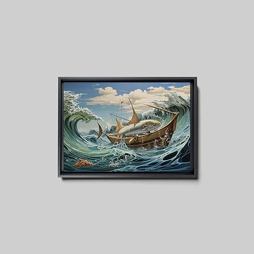 Miniatura 7 de Nautical Print on Canvas for Wall Decor, Ocean Fish Manta Ray Canvas Wall Art, Beach Print for Wall Hang, Turquoise Coastal Pictures Wall Decor,