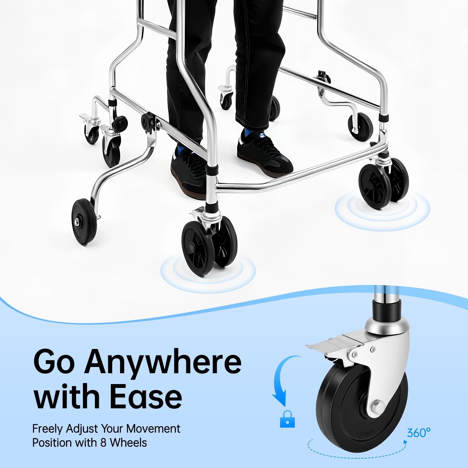 Adult Walker for Seniors, Hemiplegia Rehabilitation Hemi Walker with Height Adjustable & Reliable Adult Stand Up Walk Tool for Homes Superior Apartments Nursing Homes Hospitals Lower Limb Training