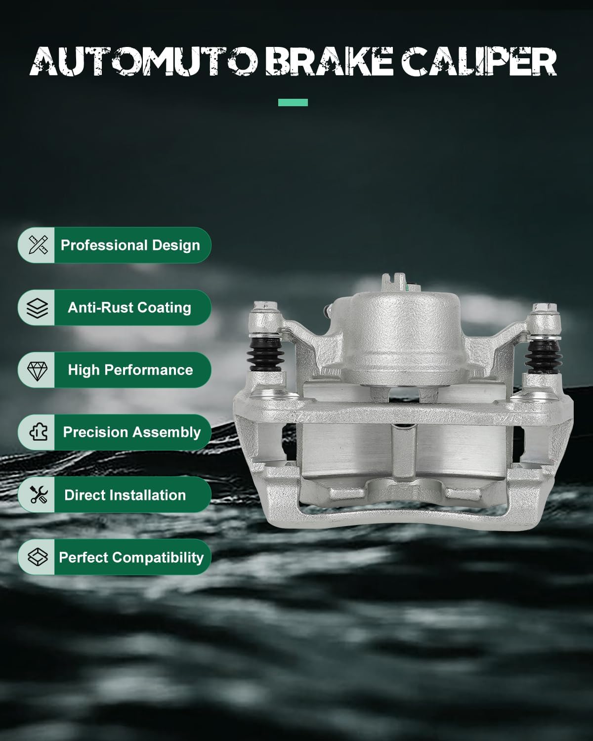 AUTOMUTO Front Left 19B2660 Disc Brake Caliper With Bracket For Acura ILX 2013-2015 For Honda Civic 2013-2021 For Honda CR-Z 2016 For Honda Fit 2013-2014 For Honda For Accord 2003-2017