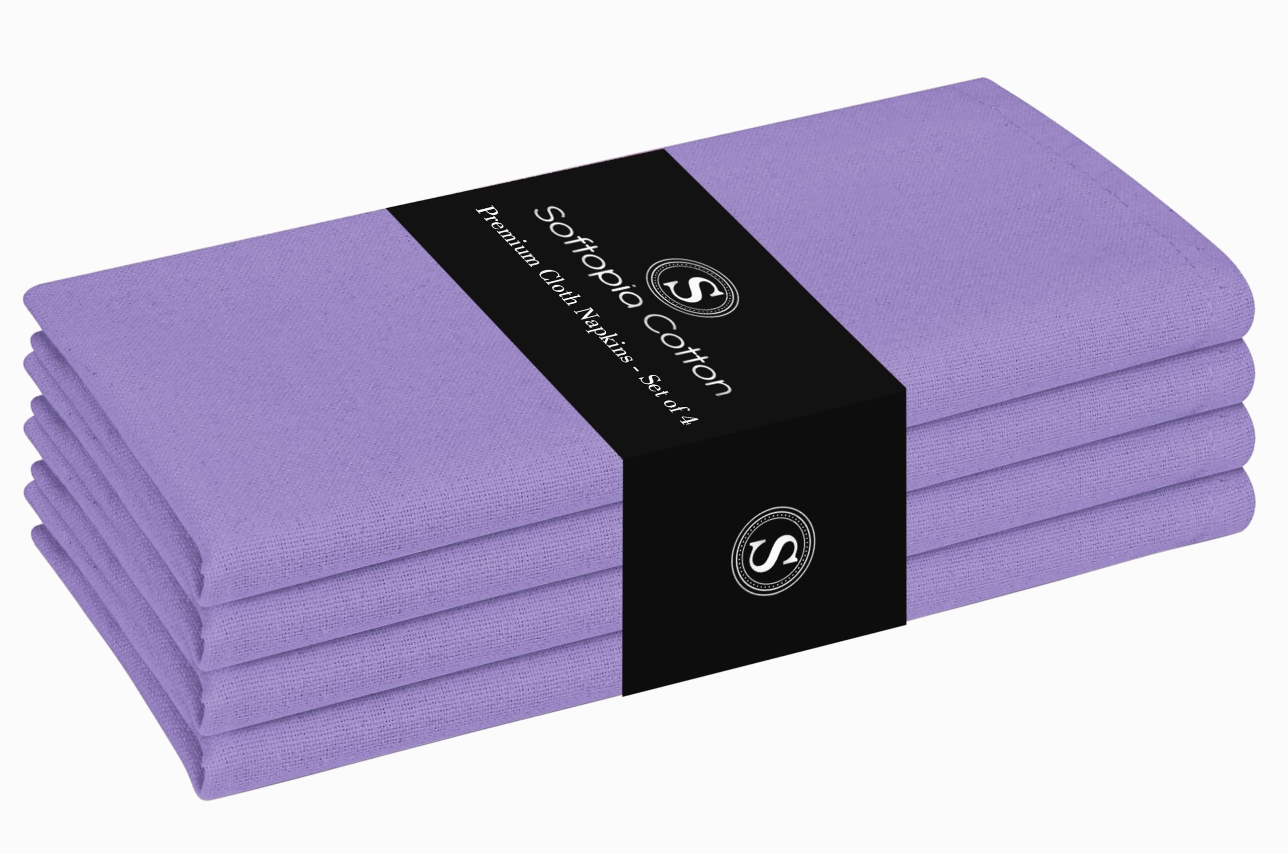 Lavender Cloth Napkins, 4 Pack, 100% Cotton, 17x17 Inches, Premium Quality, Soft Texture, Quick Drying, Great for Spring Holidays, Family Dinners, Baby Showers, Easter - Lavender