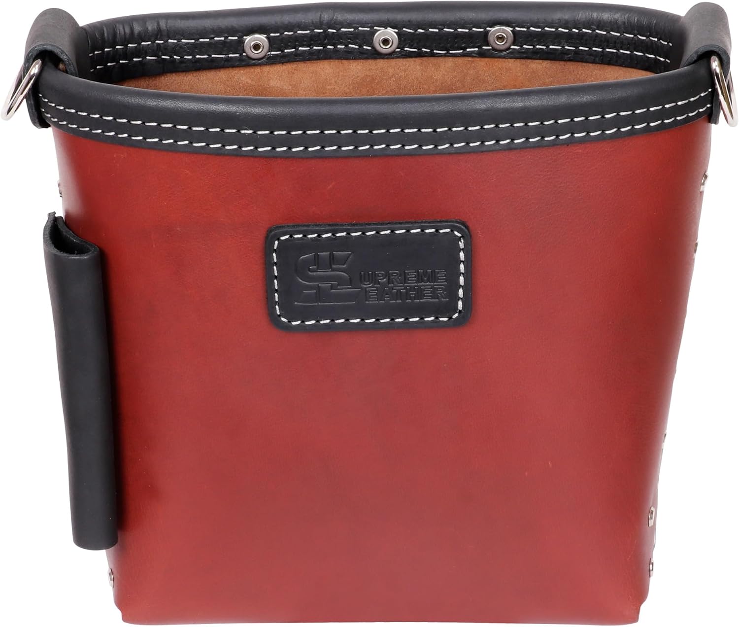 Supreme Leather Bolt Bag | Heavy-Duty Leather Tool Pouch with Loop & Rings | Electricians, Linemen, Carpenters, Construction Workers