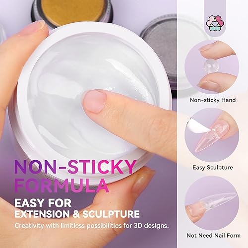 Miniatura 4 de SAVILAND Solid Builder - Gel de uñas 3D de gran capacidad de 2.16 oz, gel para esculpir para arte, extensión de pegamento no pegajoso para tallar a