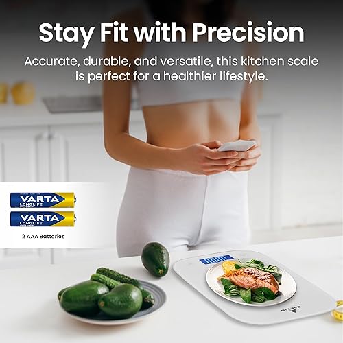 Miniatura 6 de Báscula digital de acero inoxidable para cocinar y controlar la dieta perfectos, capacidad de 0.04 oz a 4.9 libras, pantalla LCD, tecnología