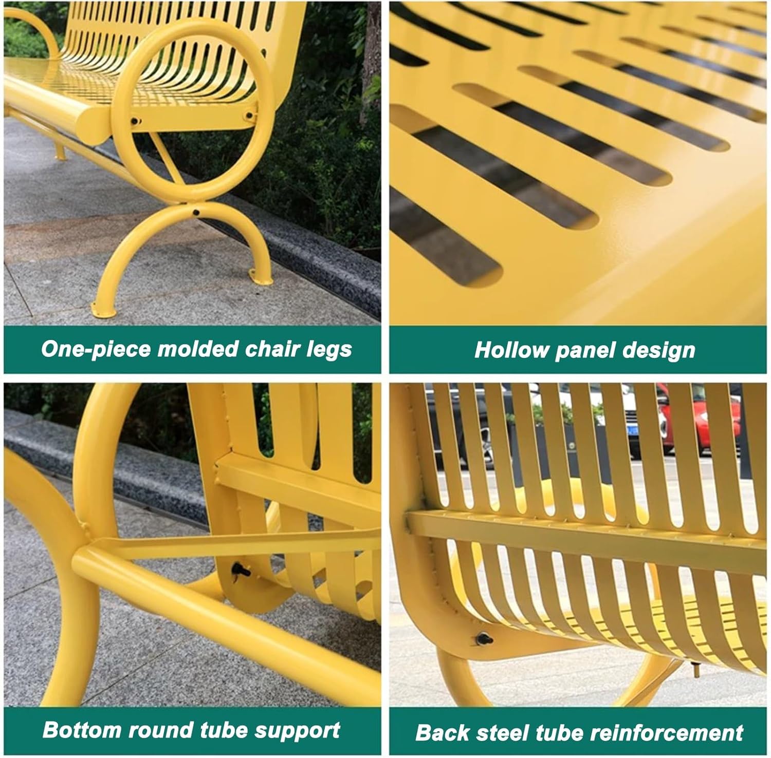 Metal Bench, Garden Bench, Patio Garden Bench, Bench Chair with Sturdy Backrest Armrests, Weatherproof Garden Bench, for Outdoor Path Yard Lawn Work Entryway Decor Deck(Blue,150cm/59in)