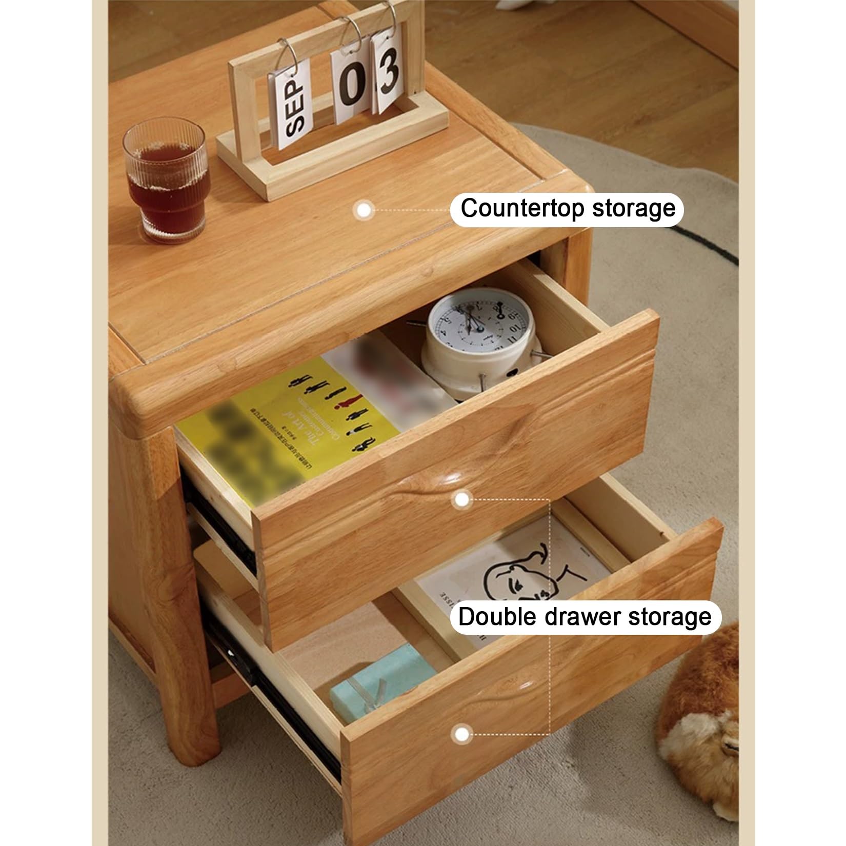 Amazon.co.jp: ミッドセンチュリーモダンなナイトスタンド、寝室用の